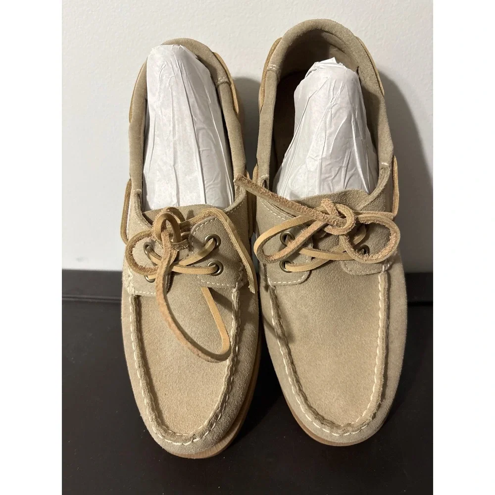 Nunn Bush NXXT Mens Sz 8 W 9.5 Tan Suede Boat Shoes Nautical Loafers Deck‎ Shoes